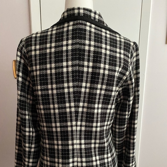 Karen Kane Black & White Plaid Wool Blend Jacket Blazer Size 12 - Picture 6 of 10